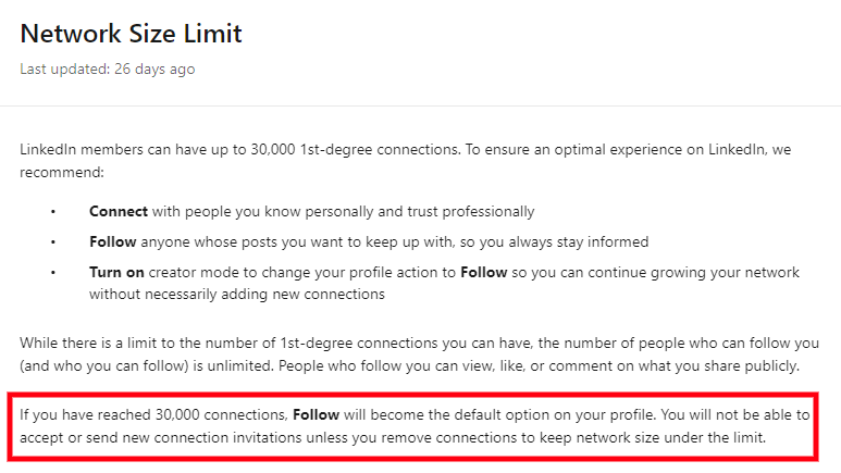 Can I Send Or Accept Any Connection Requests After I Reach The 30.000 Connections Limit On LinkedIn