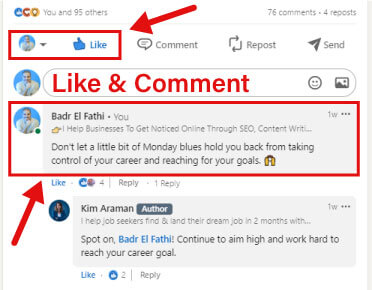 Commenting on other peoples posts on LinkedIn