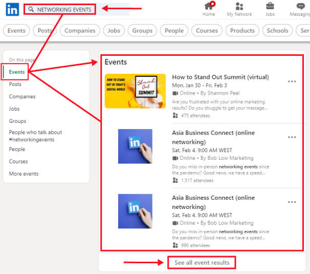 How to find networking events on LinkedIn