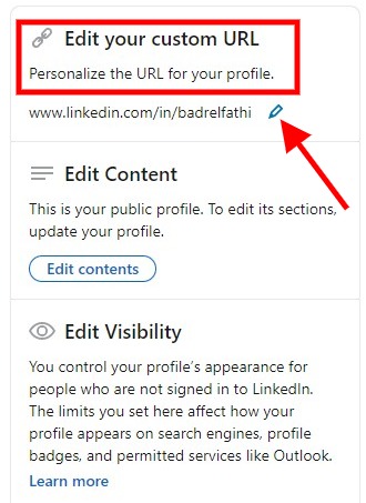 steps you need to take in order to edit your LinkedIn public profile URL - Step - 4